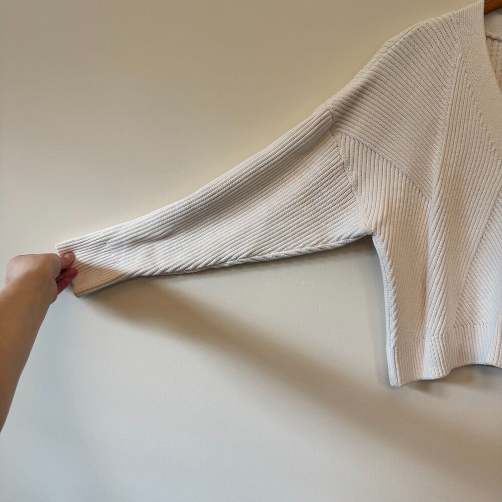 Club Beymen Women's Off-White Ribbed Snap Button Cardigan Sweater Size M - Picture 3 of 8